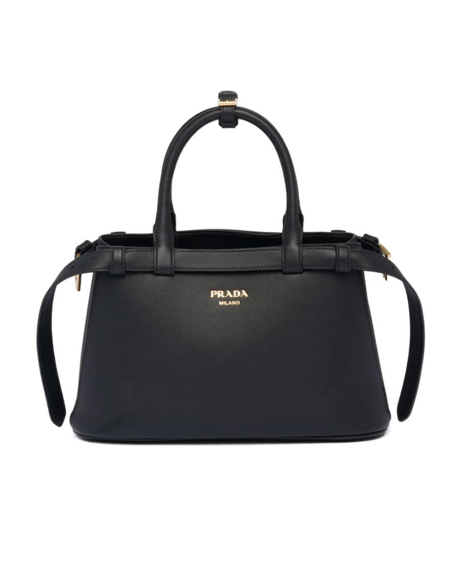 Prada Logo-lettering Leather Tote Bag In Black