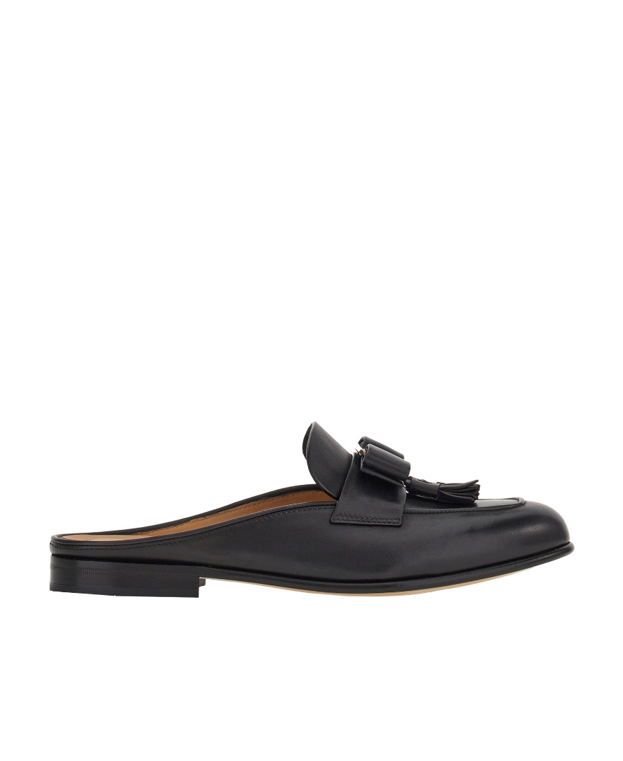 Ferragamo Salvatore Vara Bow Tassel Mules In Black