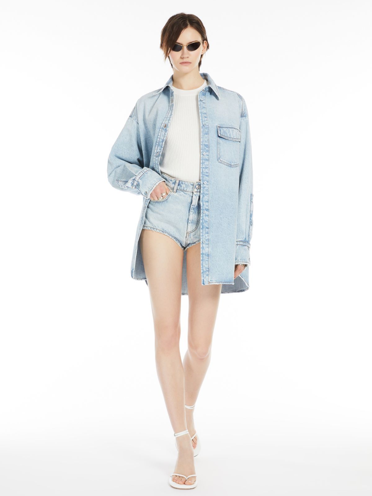 Sportmax Wide Denim Shirt In Blue