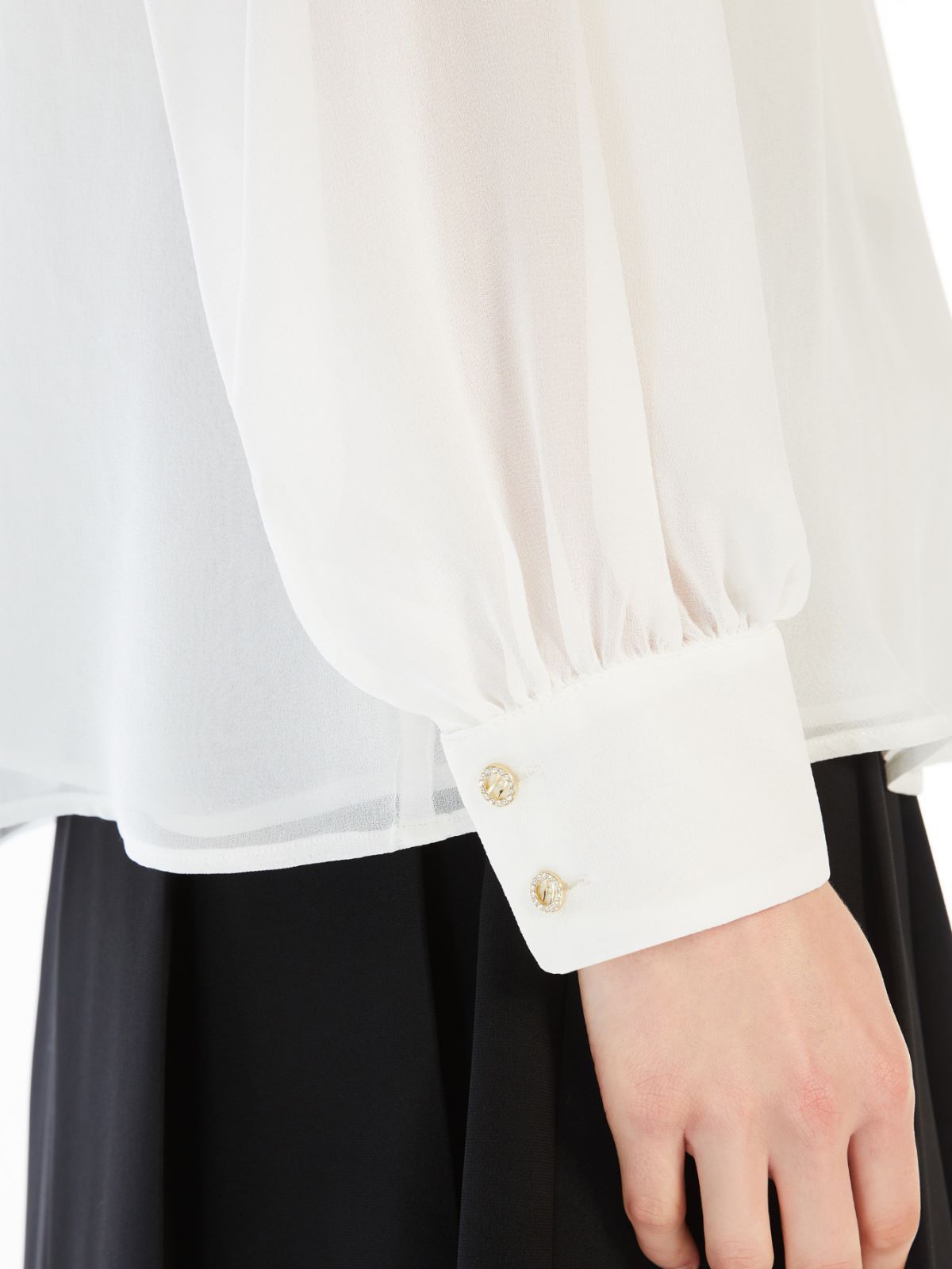 Max Mara Studio Crewneck Long-sleeved Top In White
