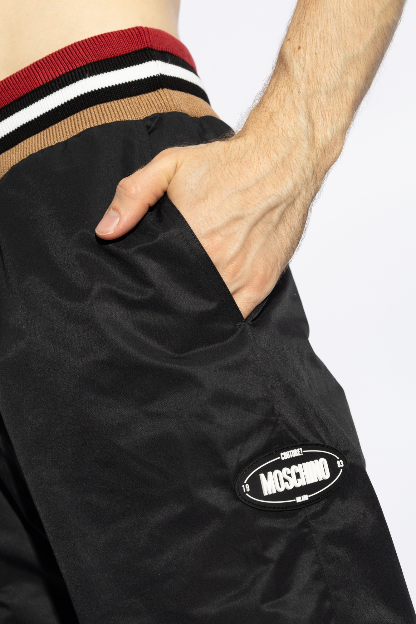 Moschino Drawstring Straight Leg Pants In Black
