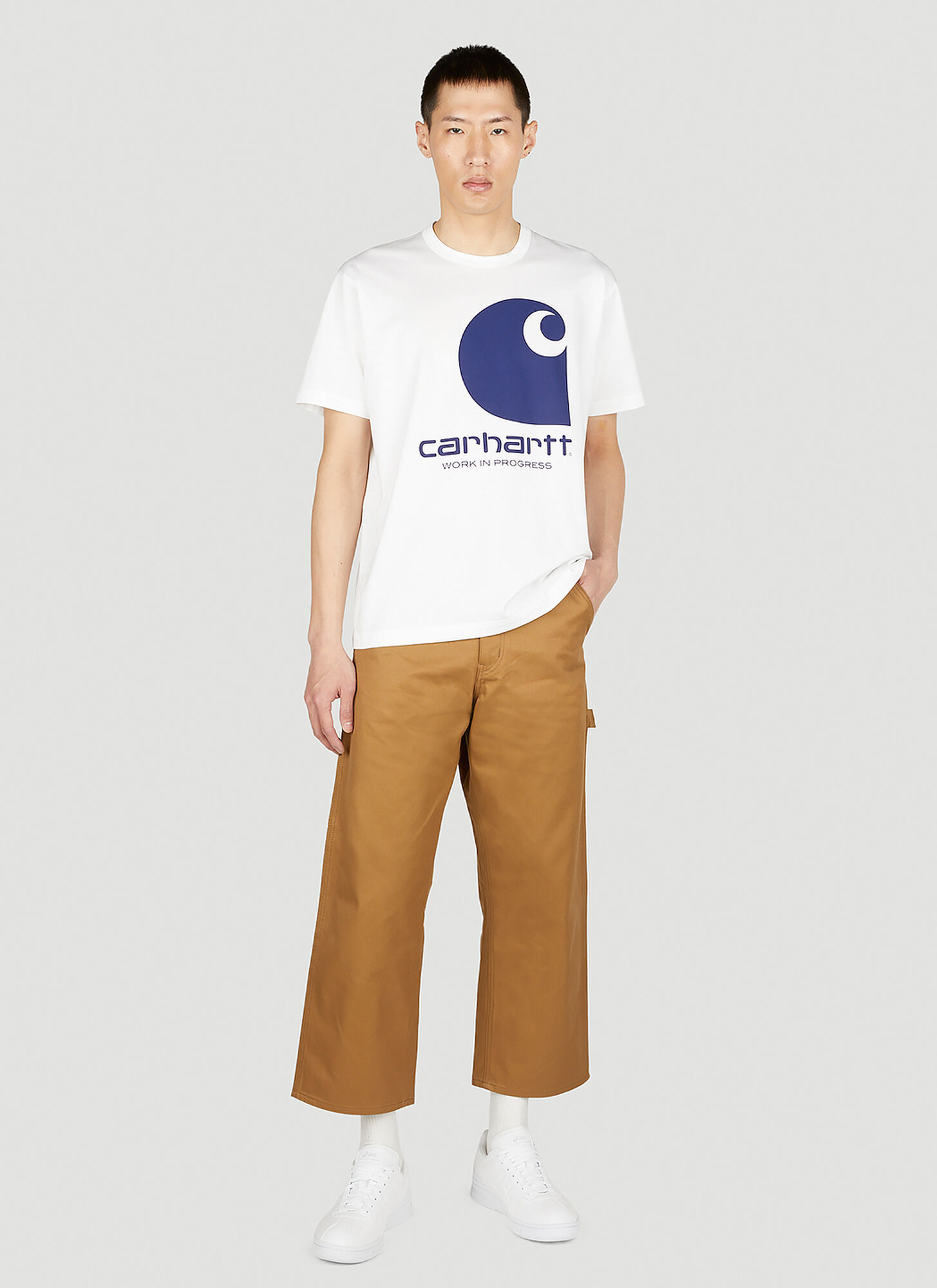 Junya Watanabe X Carhartt Printed T-shirt With Round Neck In White