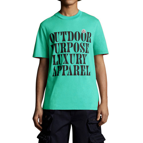 Moncler T-shirt With Round Neck And Short Sleeves In Green