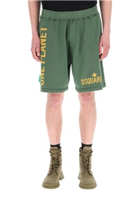 Dsquared2 Logo Print Green Track Shorts In Green