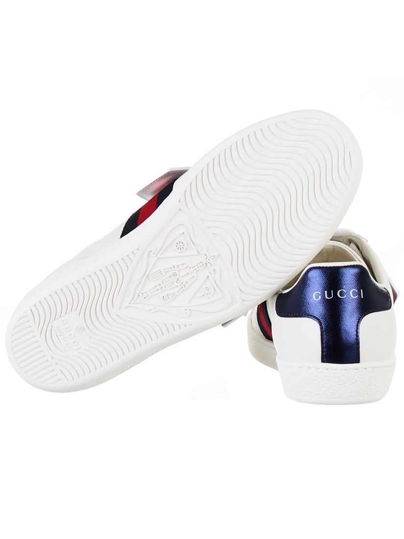 Gucci Ace Detachable Bead Logo Kraft Shoes In White