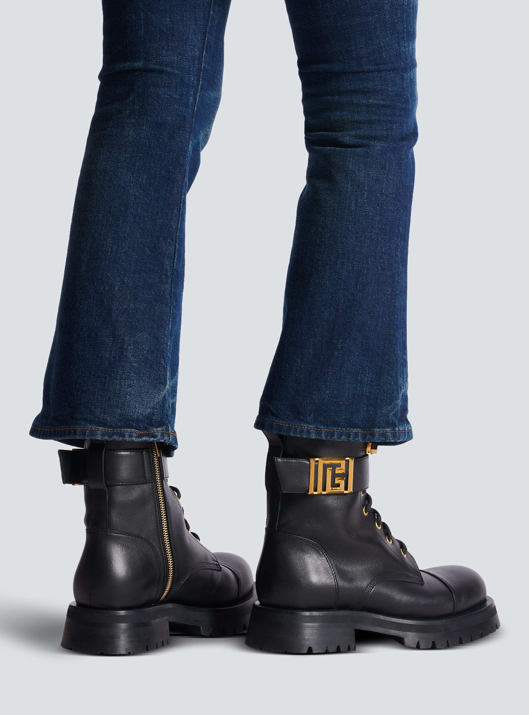 Balmain Combat Ankle Boots In Black