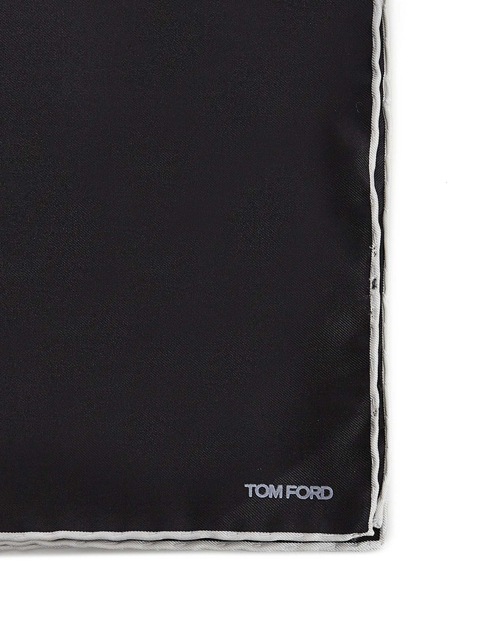 Tom Ford Embroidered Square Scarf With Logo In Black