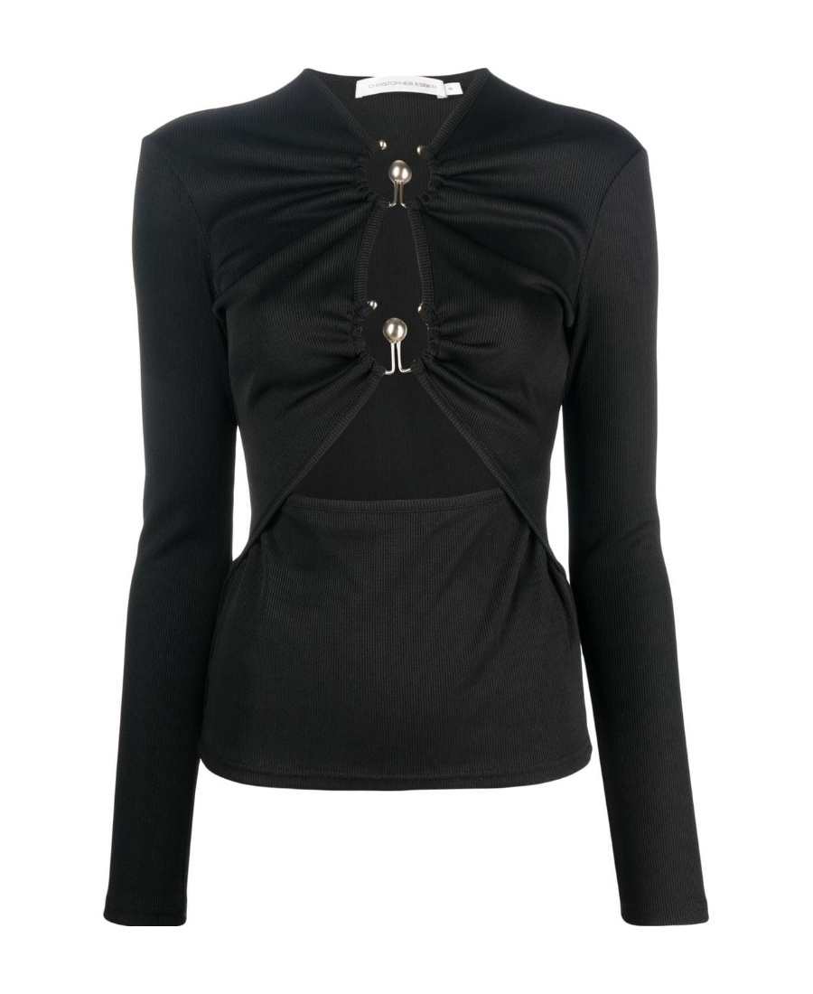 Shop Christopher Esber Cut-out Detail Long-sleeve Top In Black