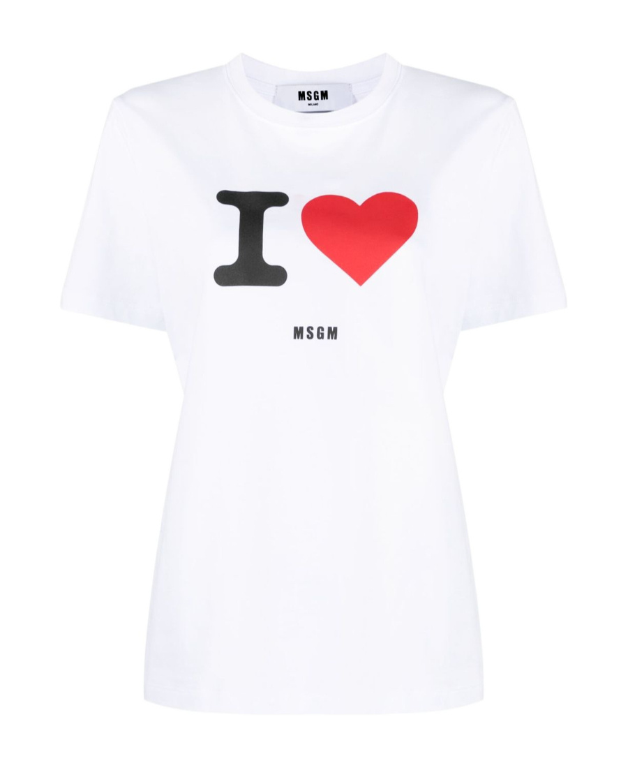 Msgm Logo-flocked Cotton T-shirt In White
