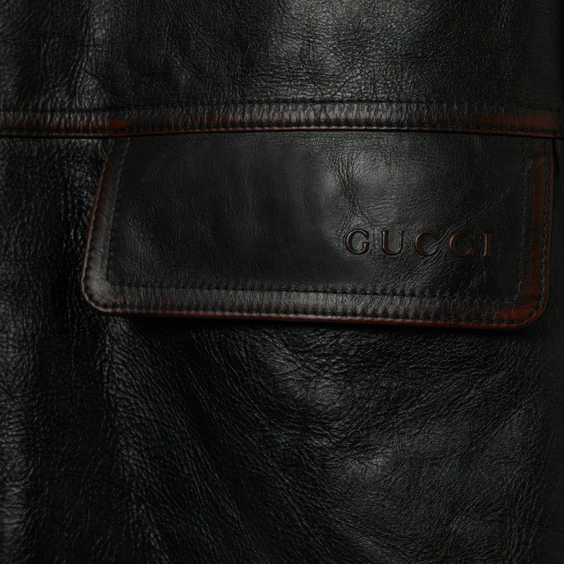 Gucci Soft Aged-effect Leather Jacket In Black
