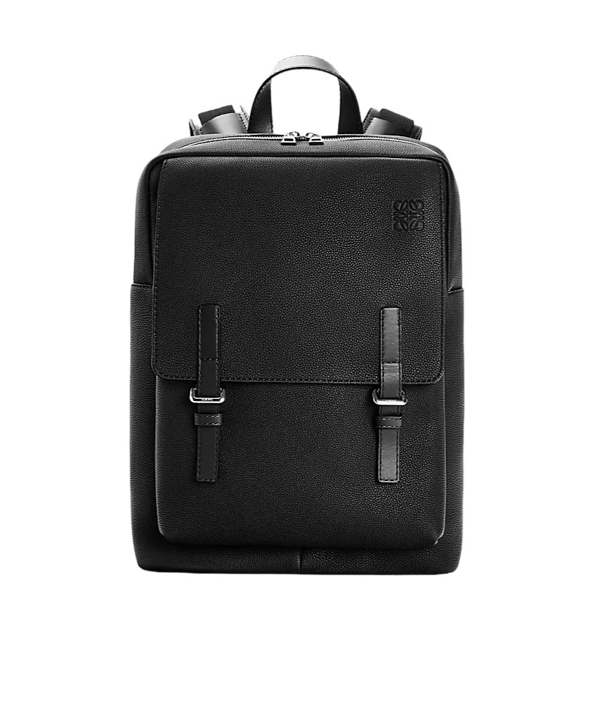 Loewe Military Backpack In Soft Grained Calfskin In Black