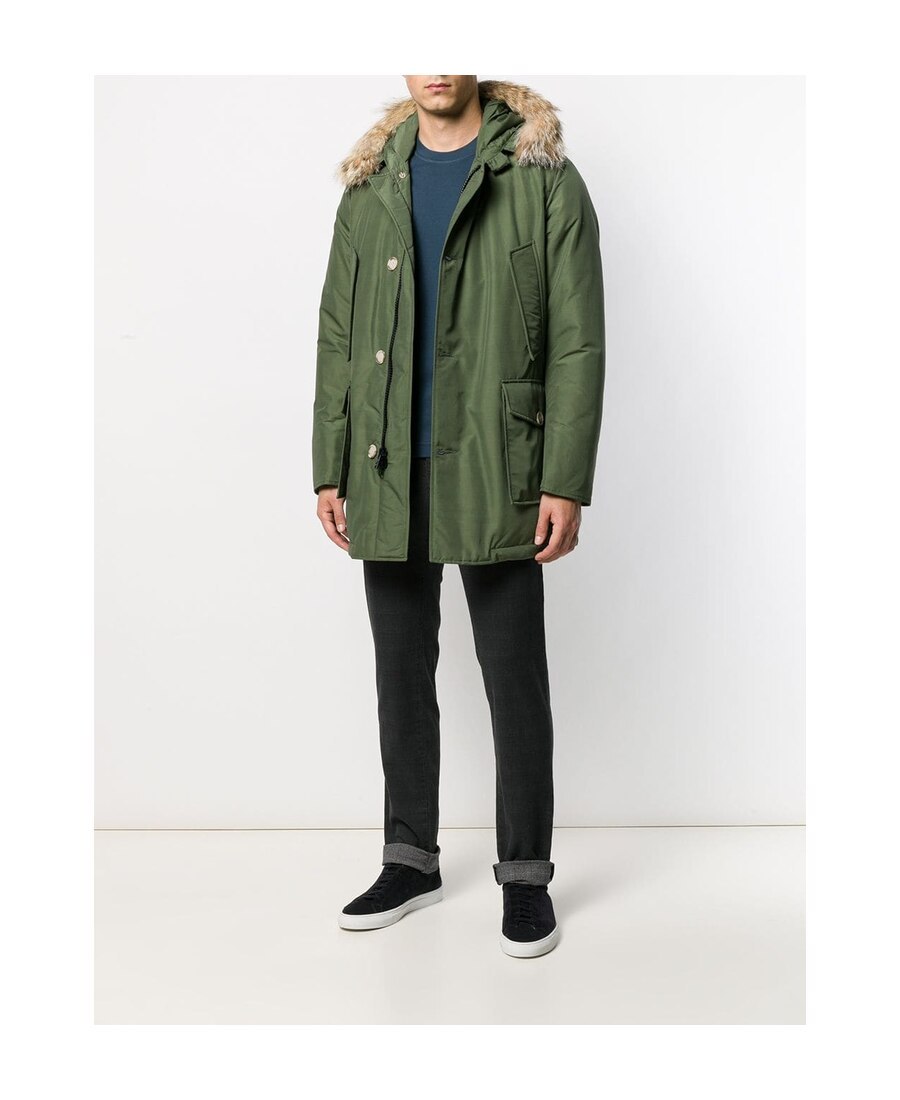 Woolrich Hooded Down Jacket In Green