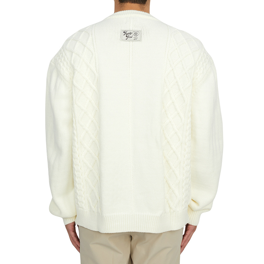 Family First Round Neck Long-sleeved Sweater In White