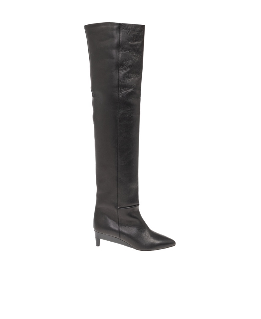 Isabel Marant Lisali 50mm Leather Thigh-high Boots In Black