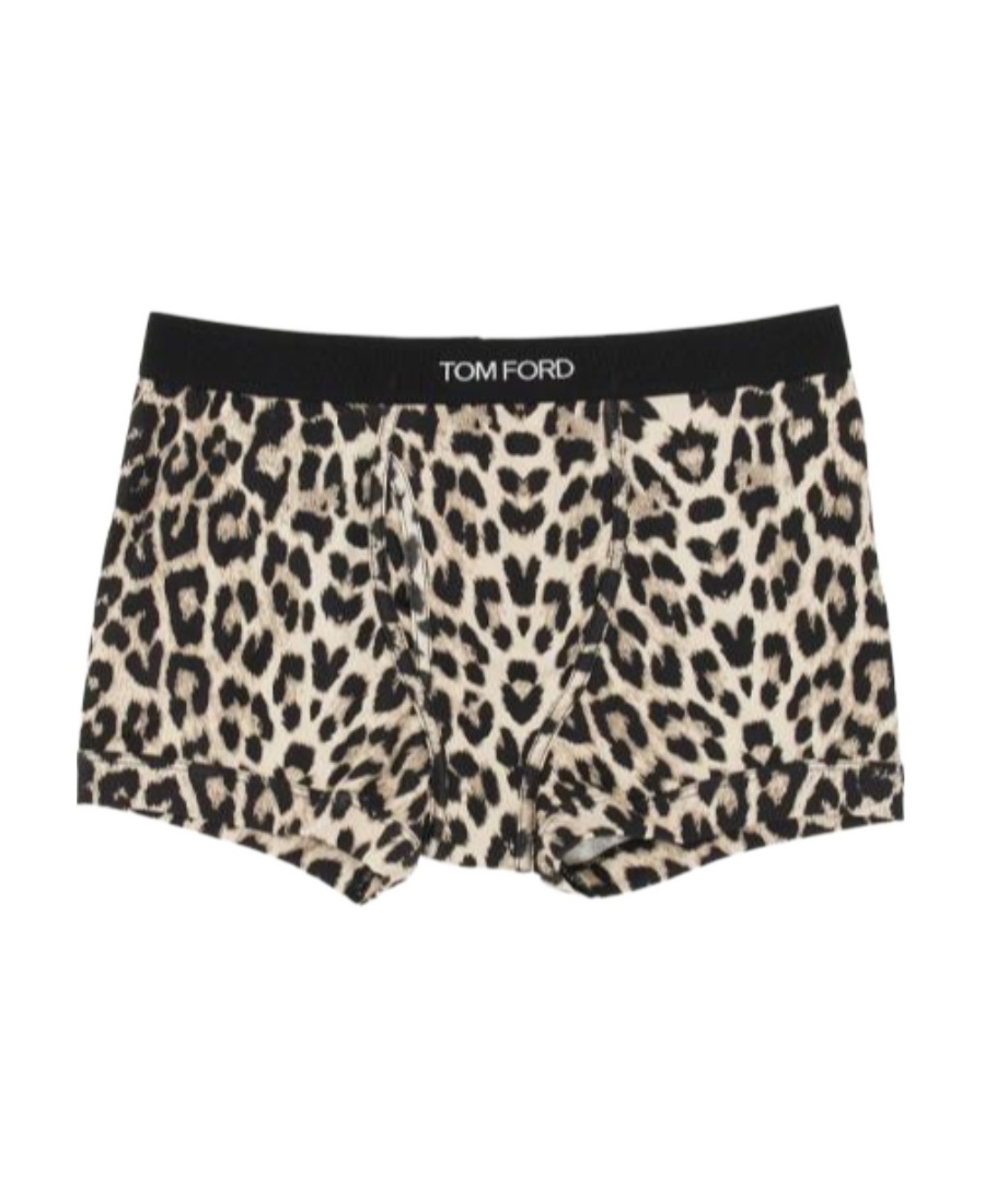 Tom Ford Animal-print Stretch-cotton Boxers In Black