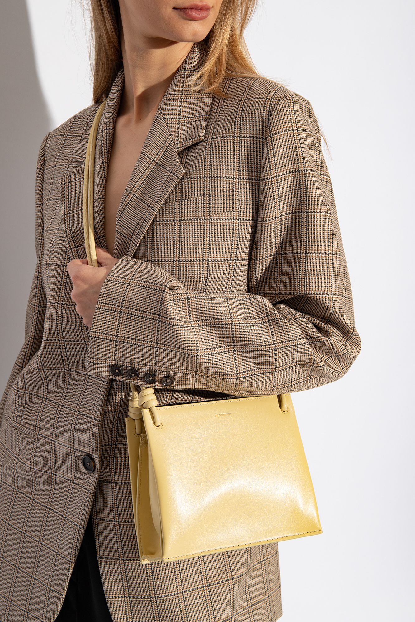Jil Sander Small Giro Leather Shoulder Bag In Yellow