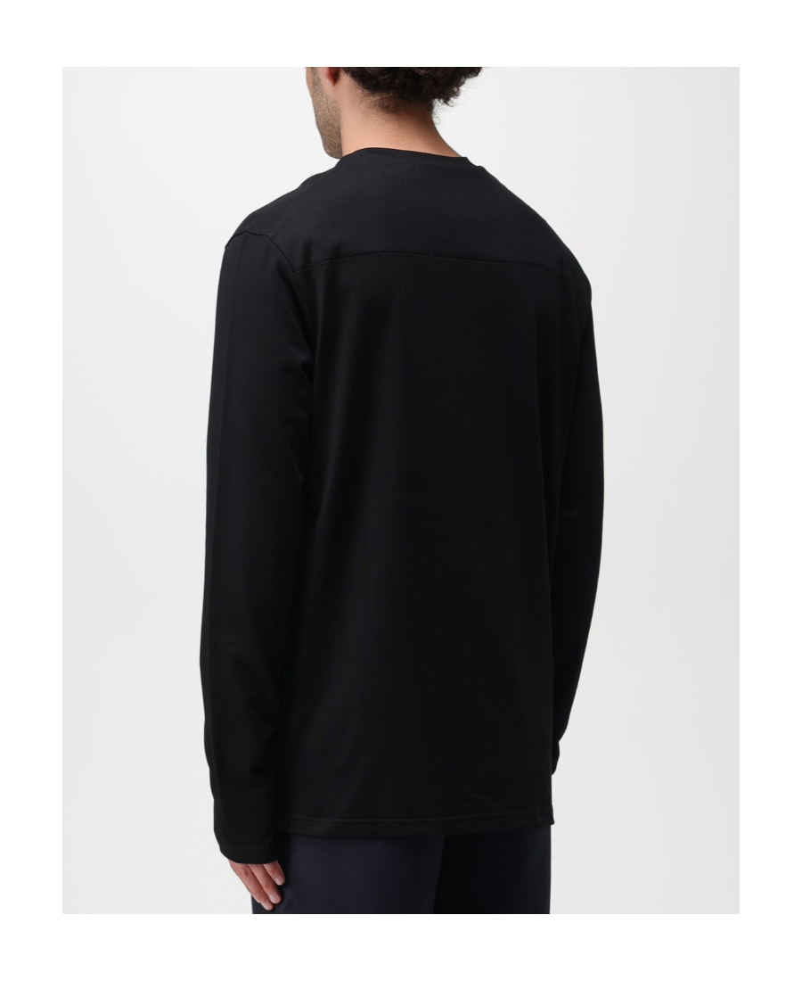 Jil Sander Long-sleeved Crewneck T-shirt In Black