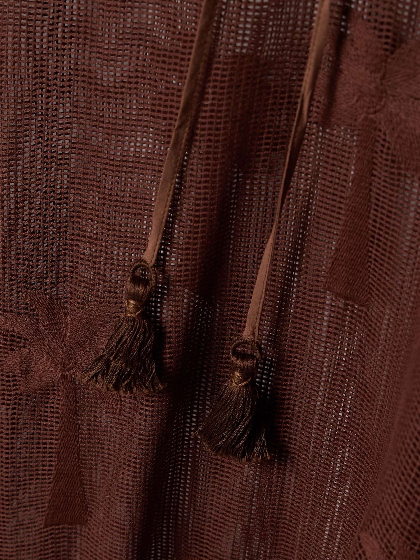Shop Johanna Ortiz Embroidered Cotton-mesh Coverup Chocolate In Chocolate-colored