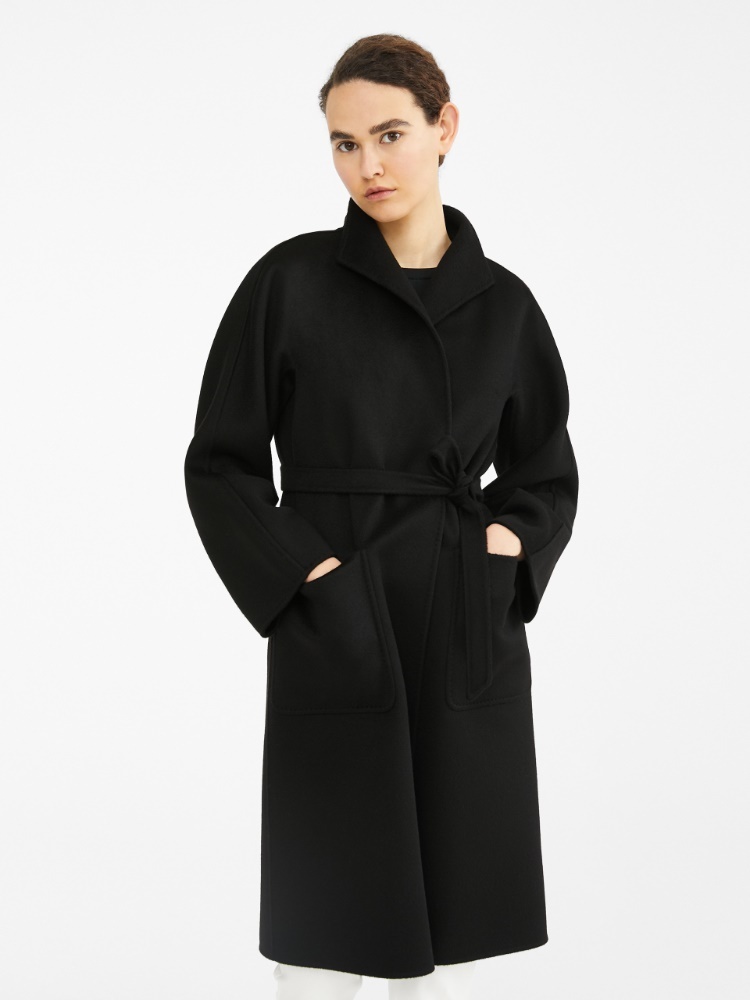 Max Mara Lilia Belted Long-sleeved Coat In Black