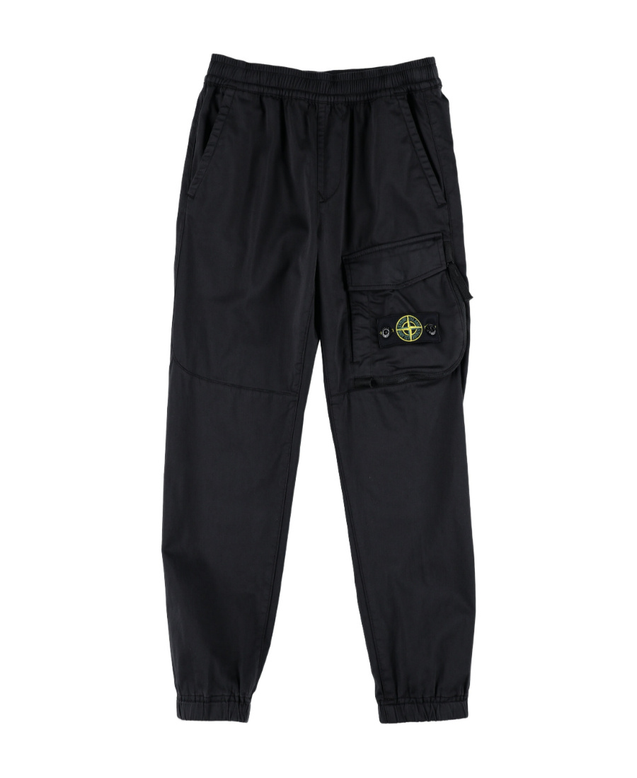 Stone Island Compass-patch Casual Trousers In Black