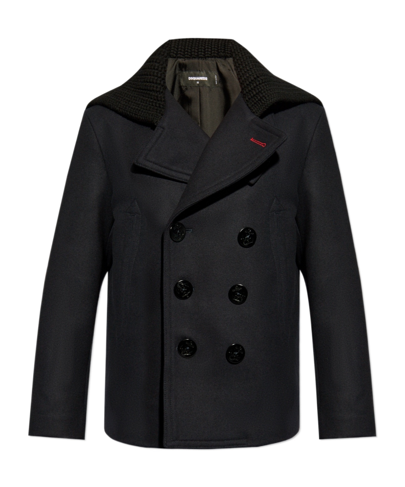 Dsquared2 Knit-panel Double-breasted Jacket In Black