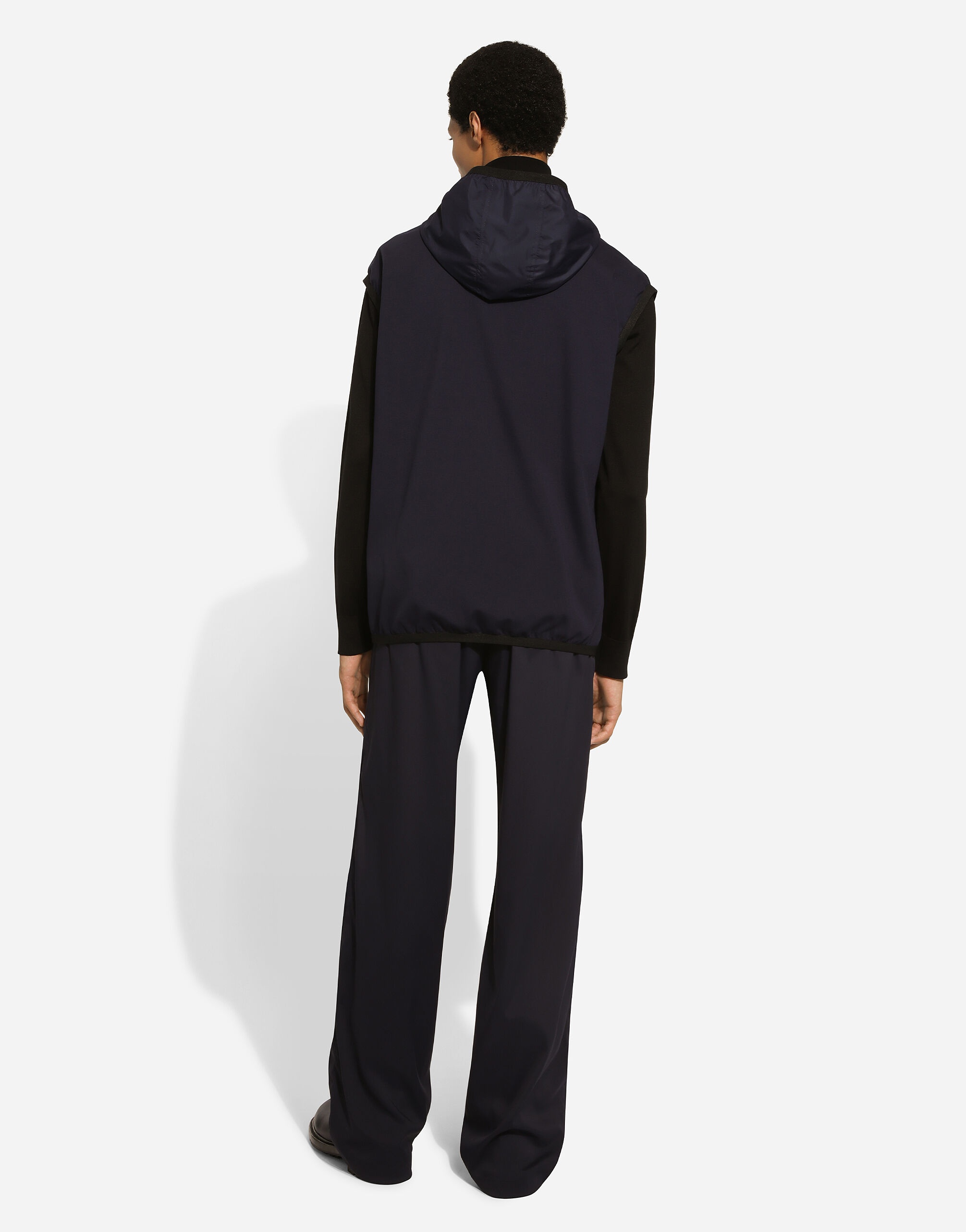 Dolce & Gabbana Sleeveless Jacket Hooded Design Grosgrain Profiles In Black