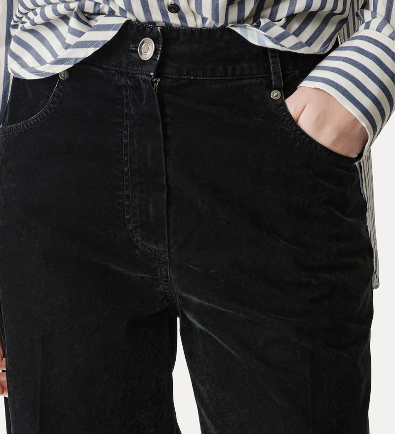 Forte Forte 5pocket Trousers In Flocked Cotton In Black