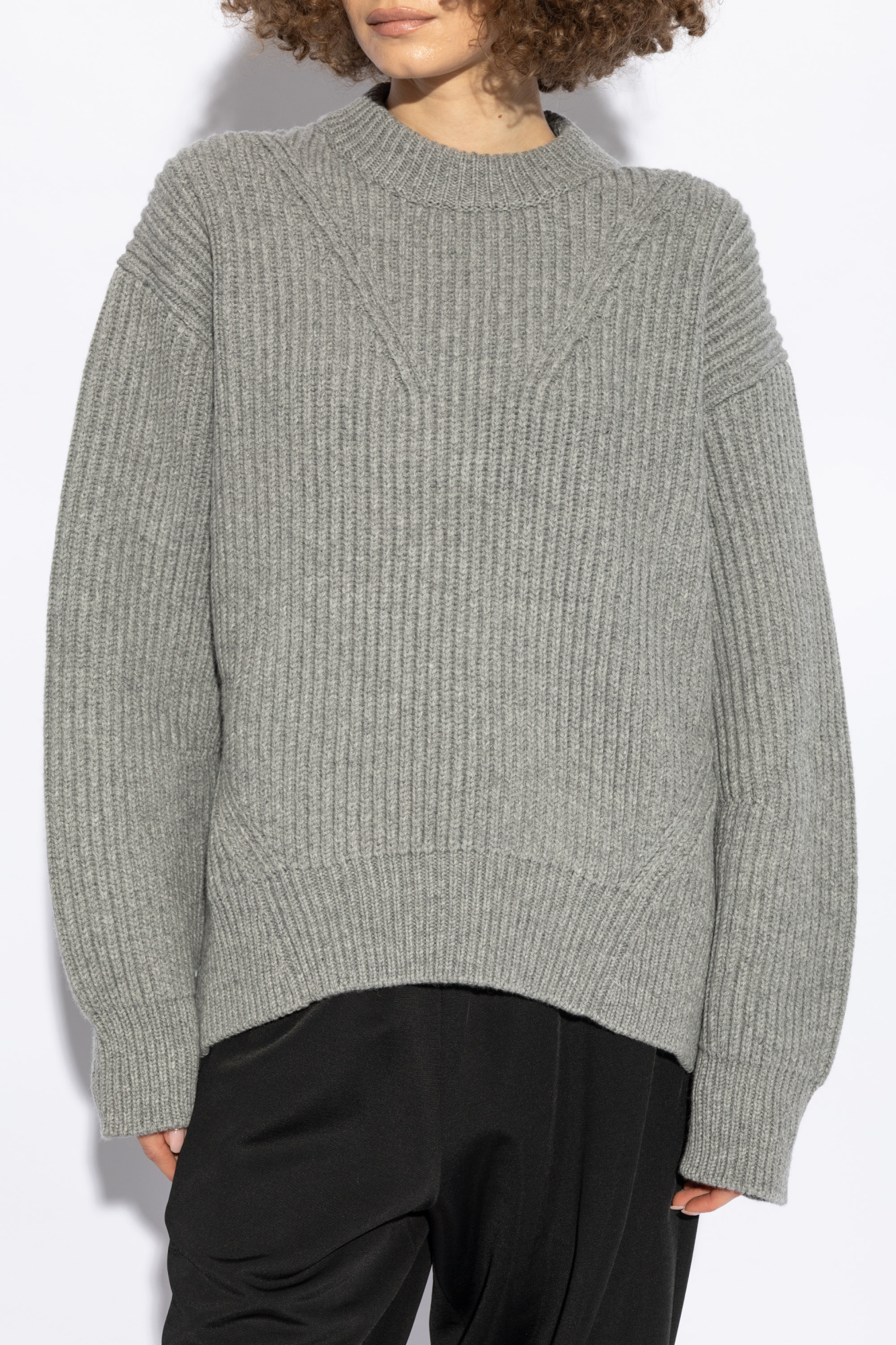 Jil Sander Ribbed Mock Neck Knitwear With Relaxed Fit In Gray