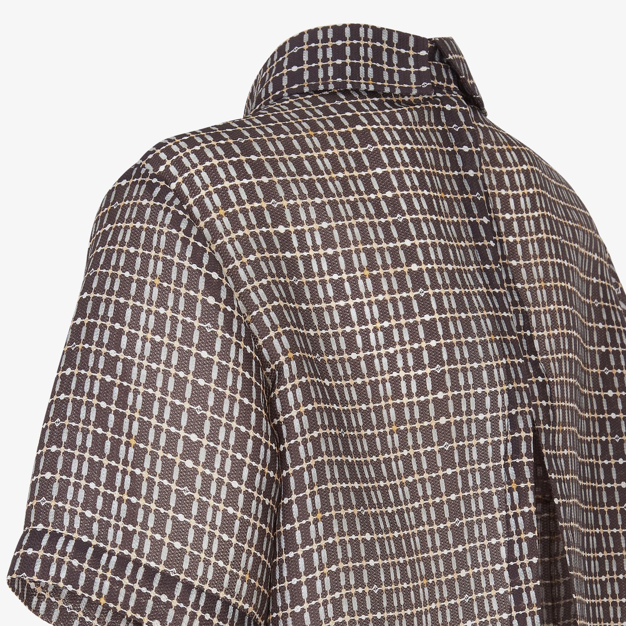 Fendi Grid-pattern Polo Top In Gray