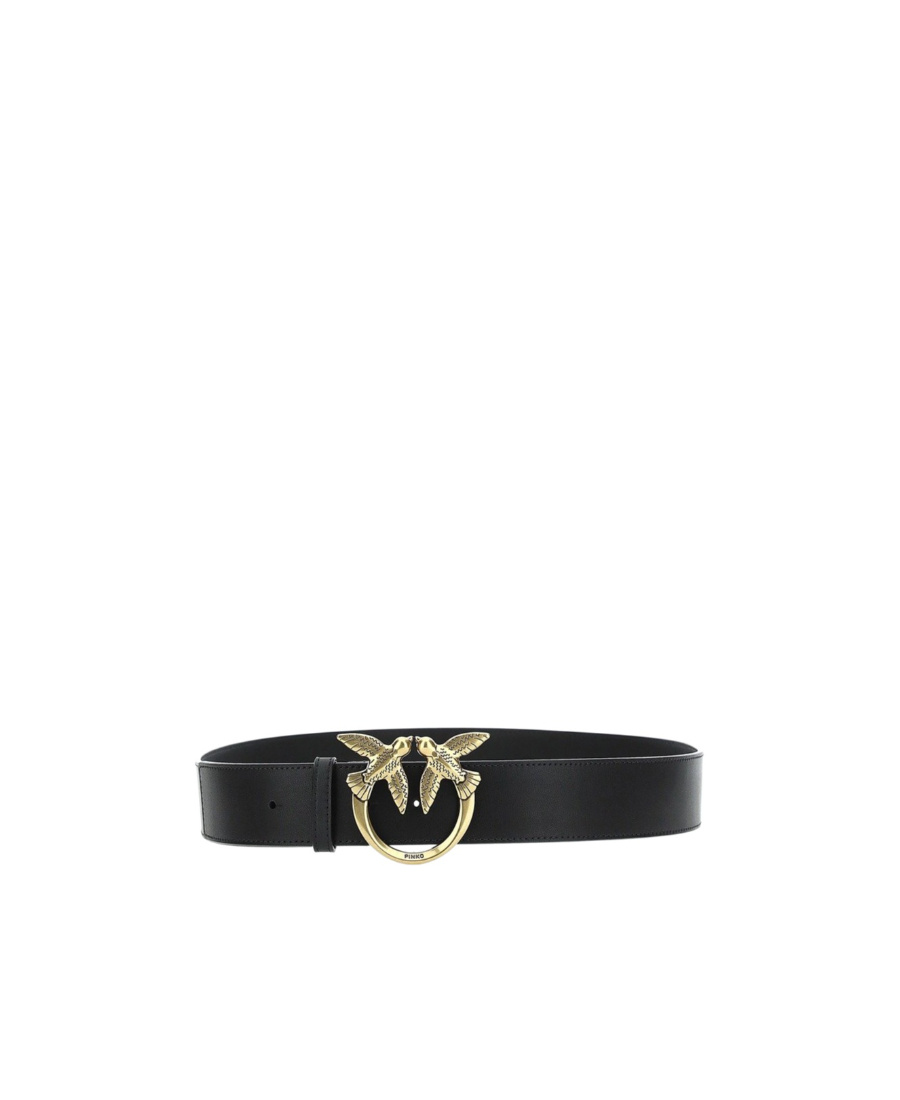 Shop Pinko Logo Plaque Buckle Belt In Black