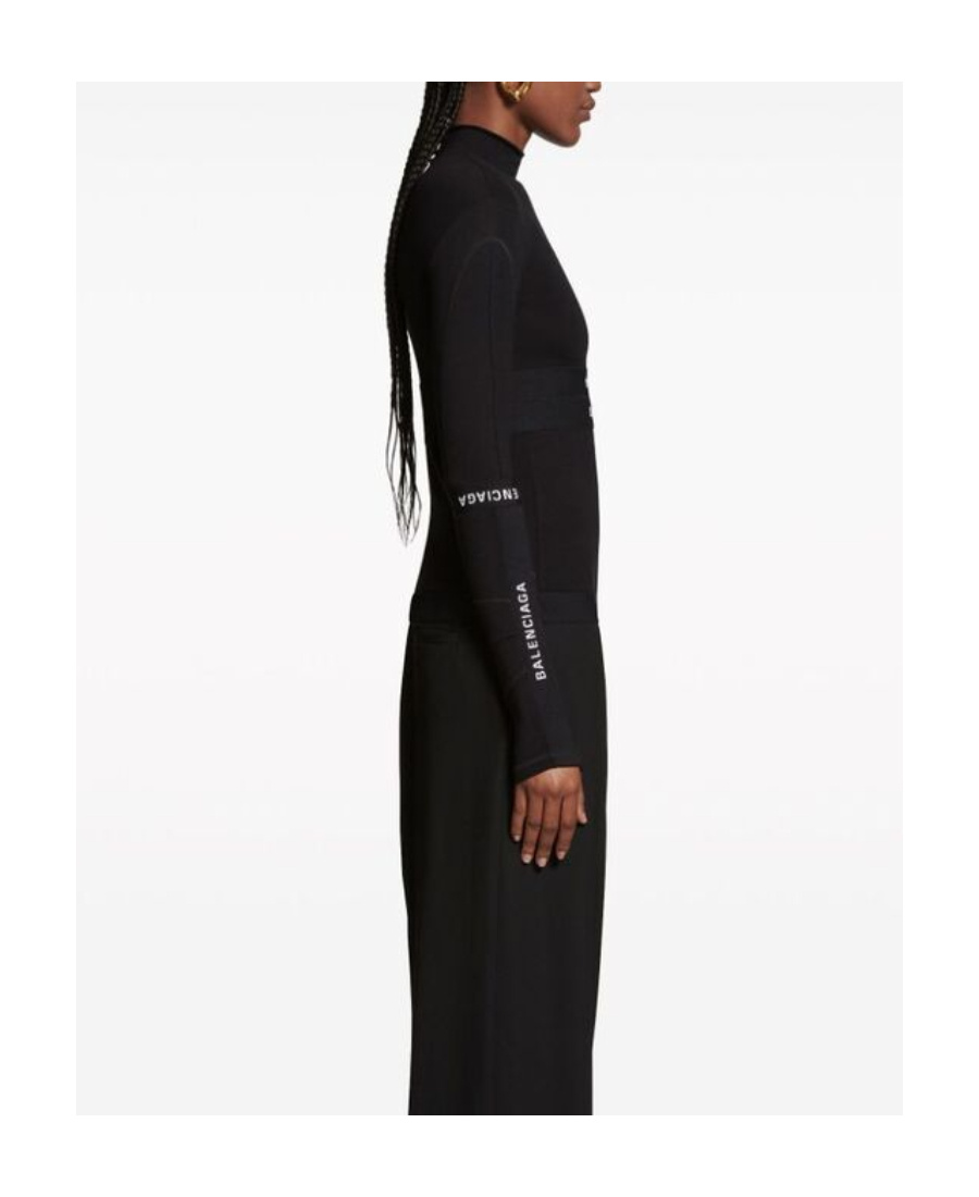 Balenciaga Brief Patchwork Long-sleeve Top In Black