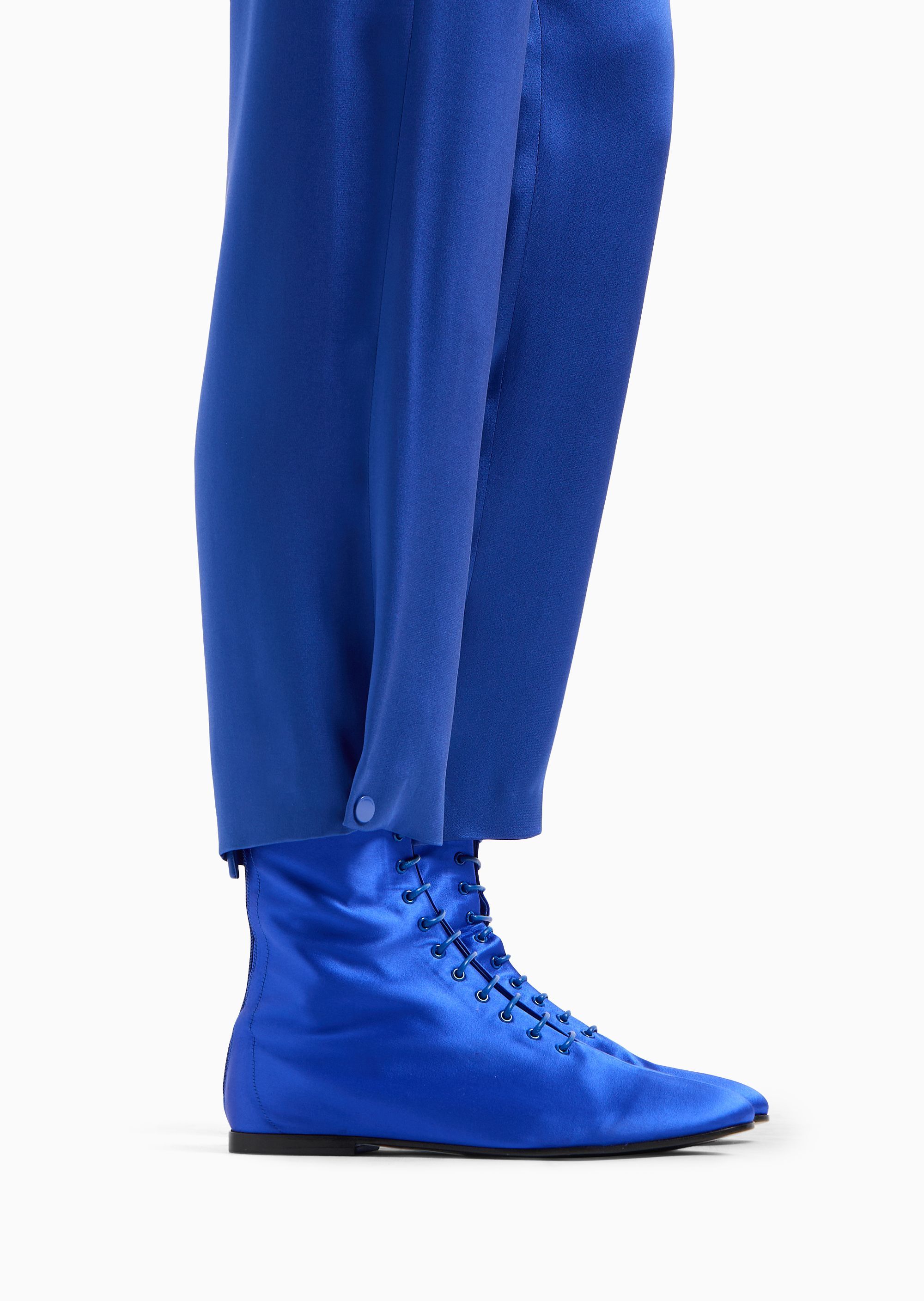 Giorgio Armani Elasticated Waist Satin Trousers In Blue