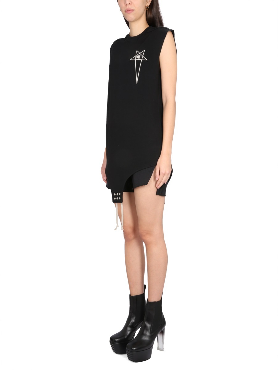 Rick Owens Logo-embroidered Cotton Tank Top In Black