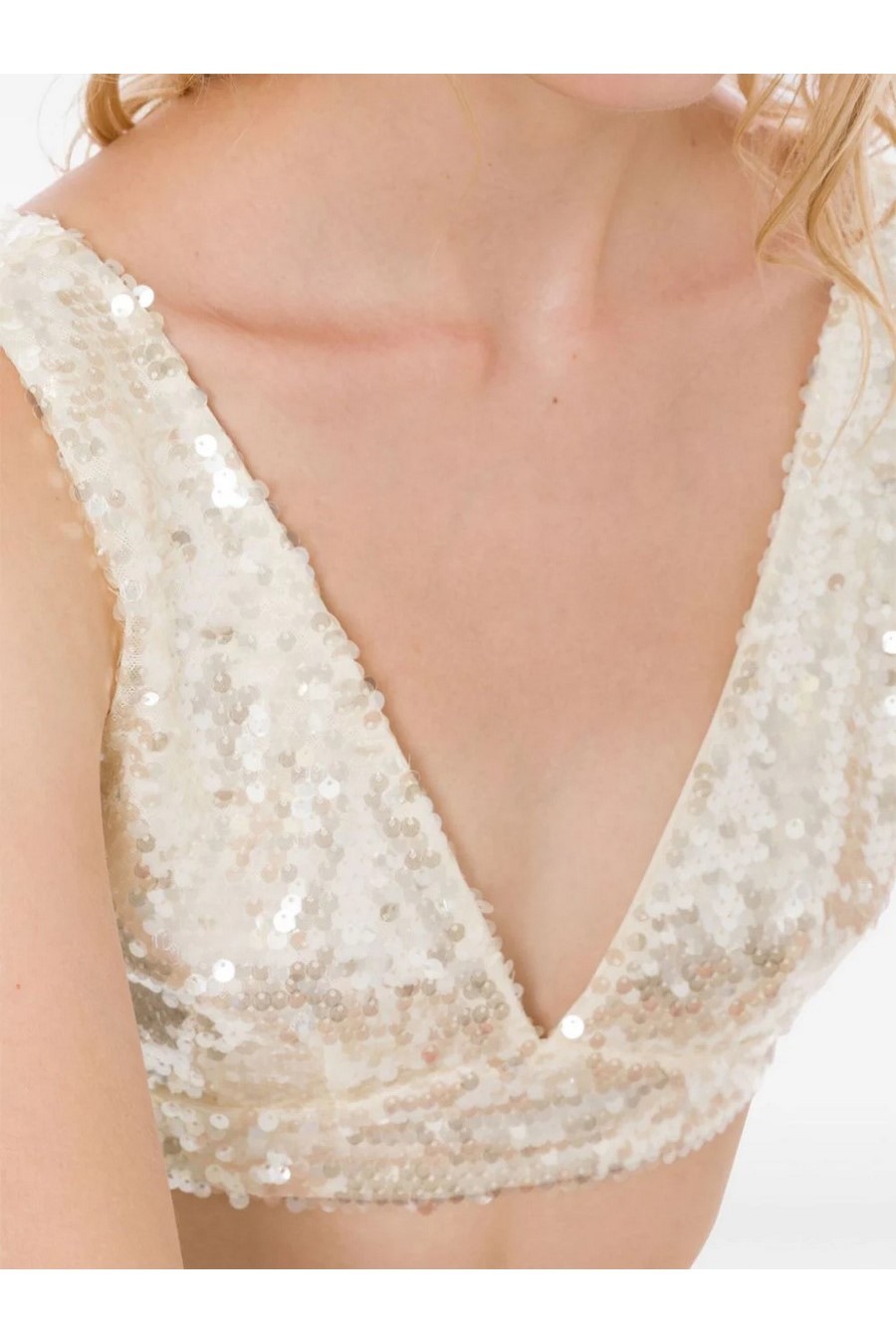 Philosophy Di Lorenzo Serafini Ivory All-over Paillettes Sleeveless Top