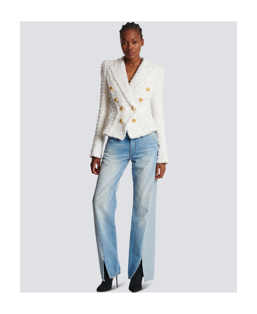 Balmain Slim-fit Tweed Jacket In Neutral