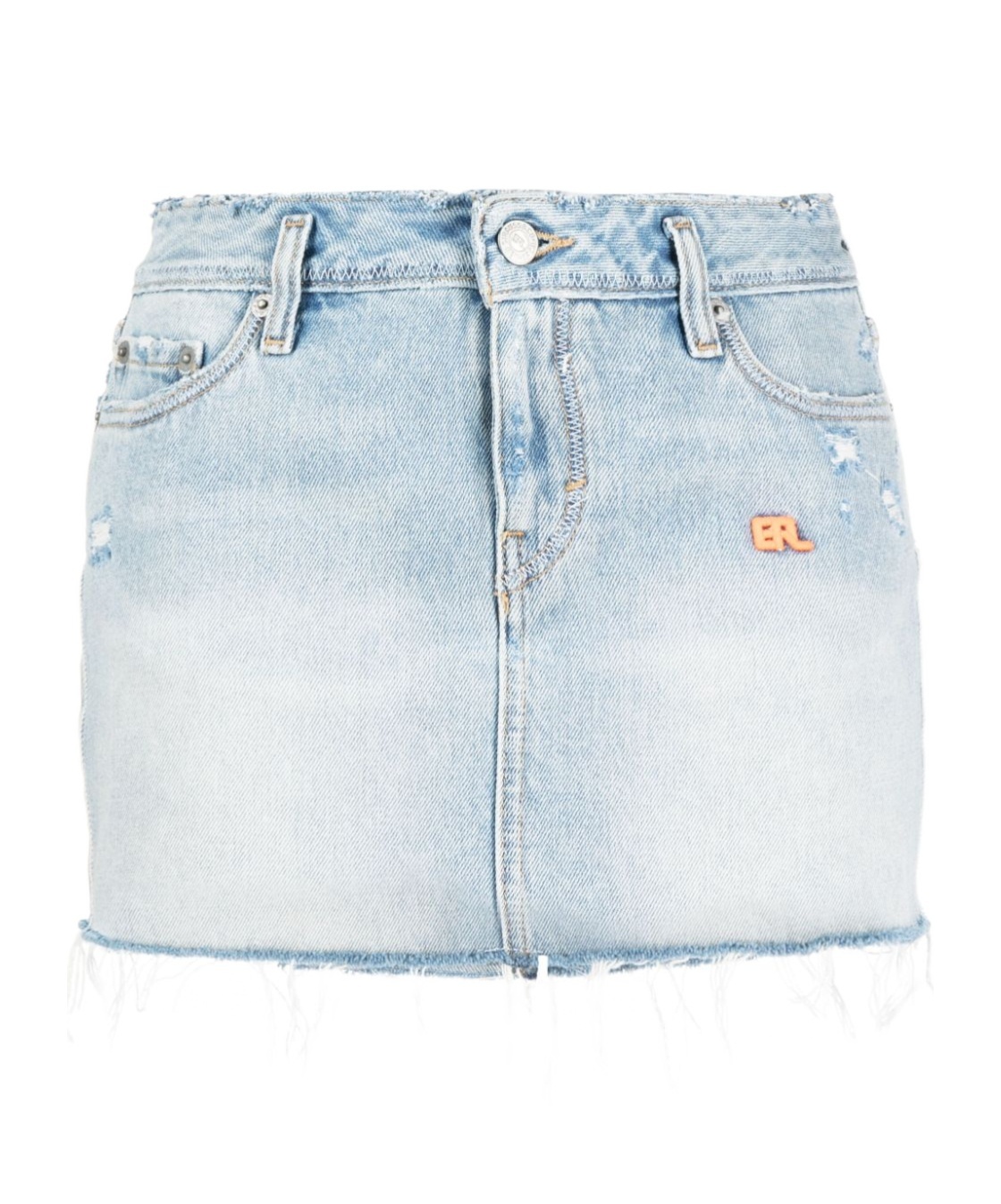 Erl Logo-embroidered Denim Miniskirt In White