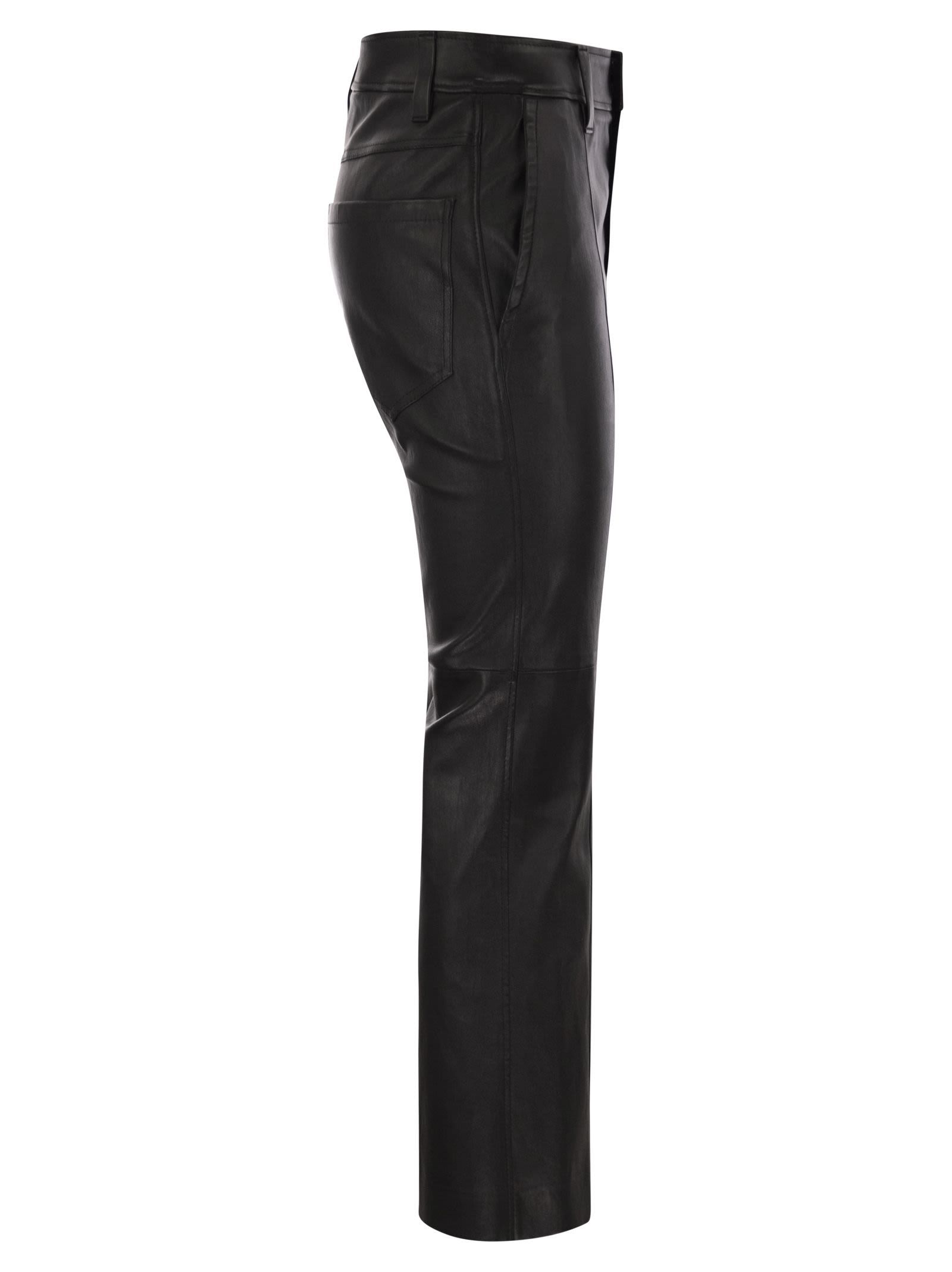 Brunello Cucinelli Stretch Nappa Leather Square Cigarette Trousers With Jewellery In Black