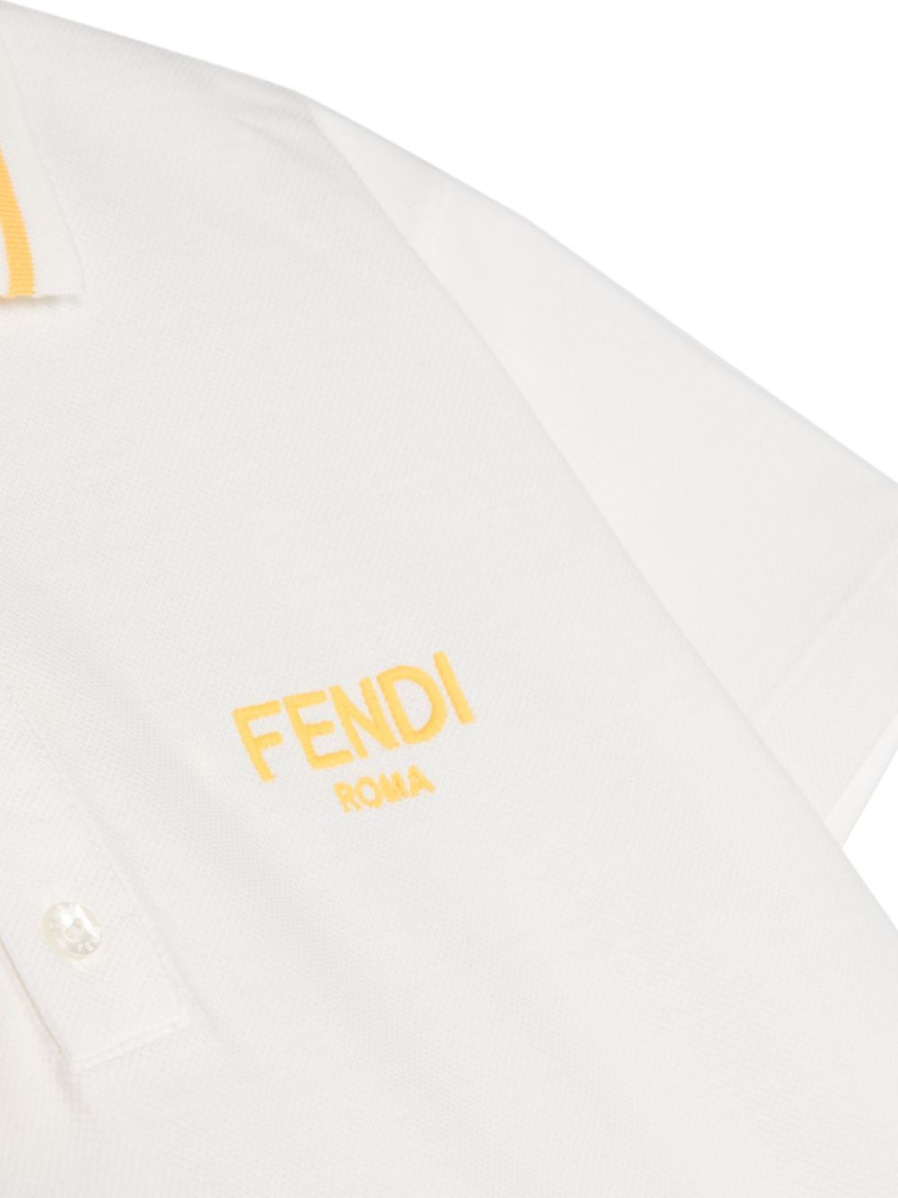 Fendi Logo-embroidered Cotton Polo Shirt In White