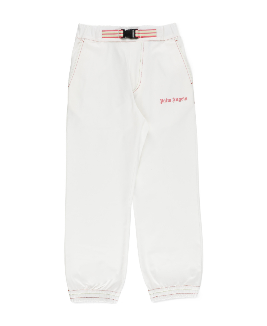 Palm Angels Kids Logo Printed Track Pants In White