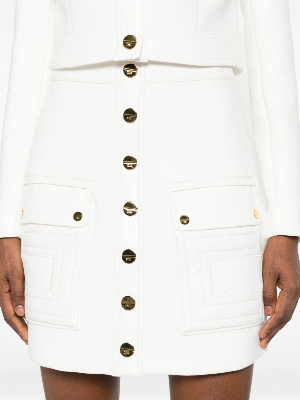 Elisabetta Franchi Button Skirt In White