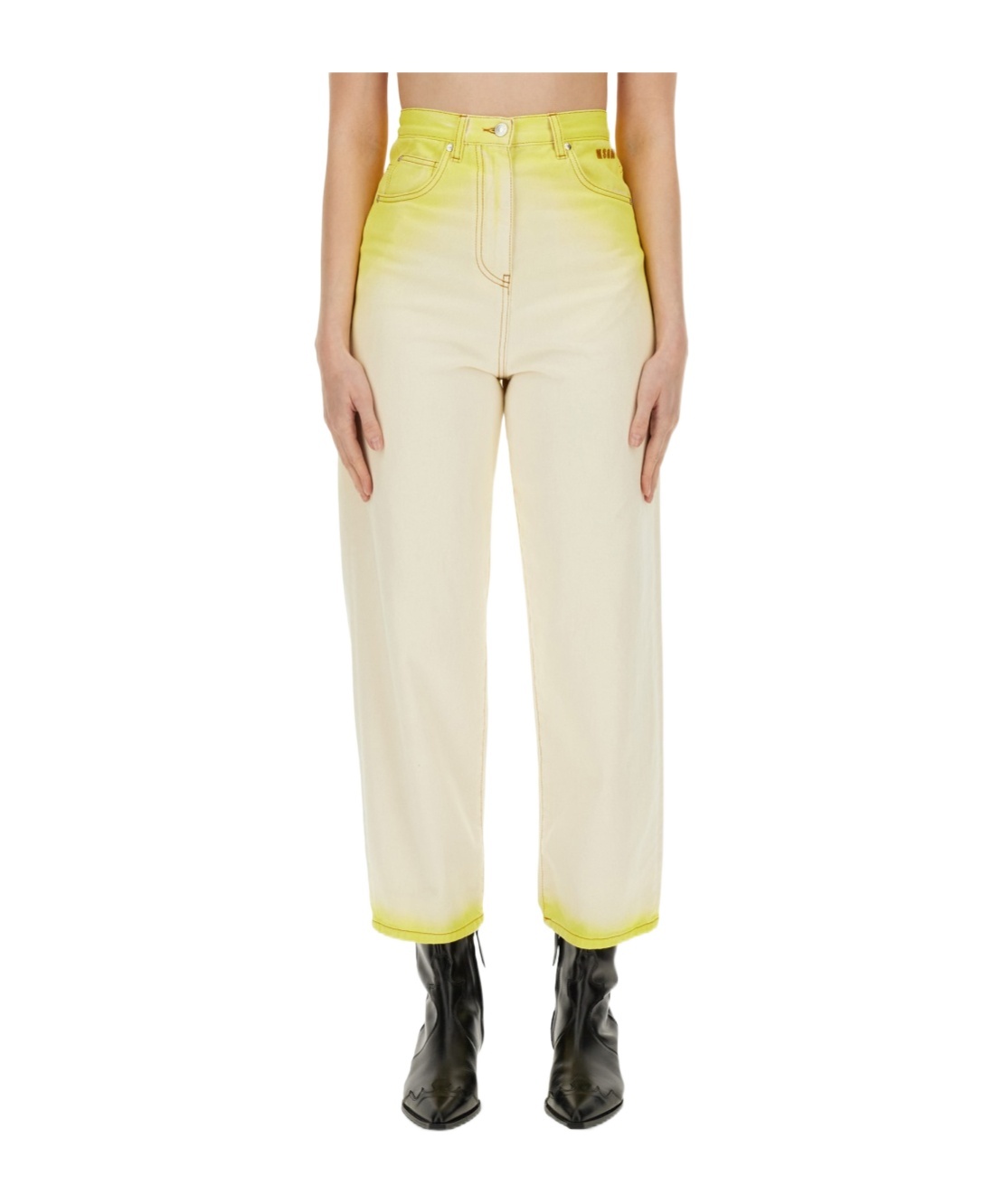Msgm Cotton Jeans In Yellow