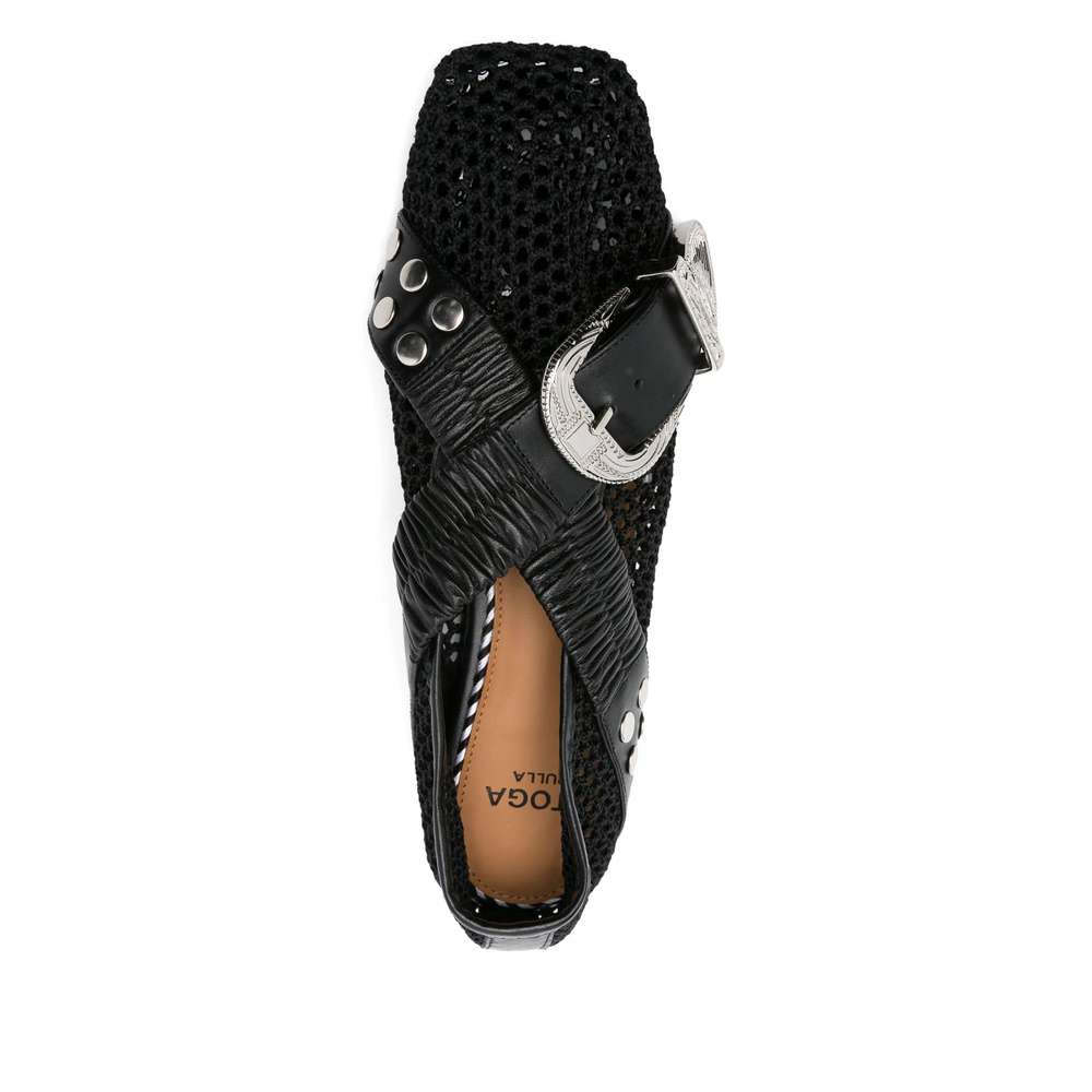Toga Buckle-detail Mesh-detail Flats In Black