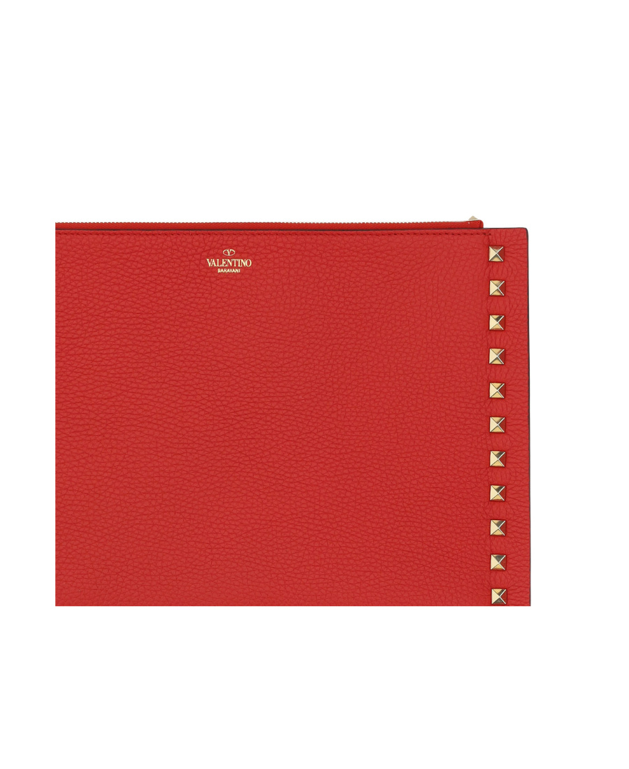 Valentino Rockstud-embellished Clutch Bag In Red