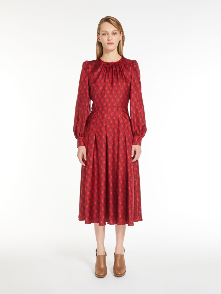 Max Mara Printed Silk Dress In Red