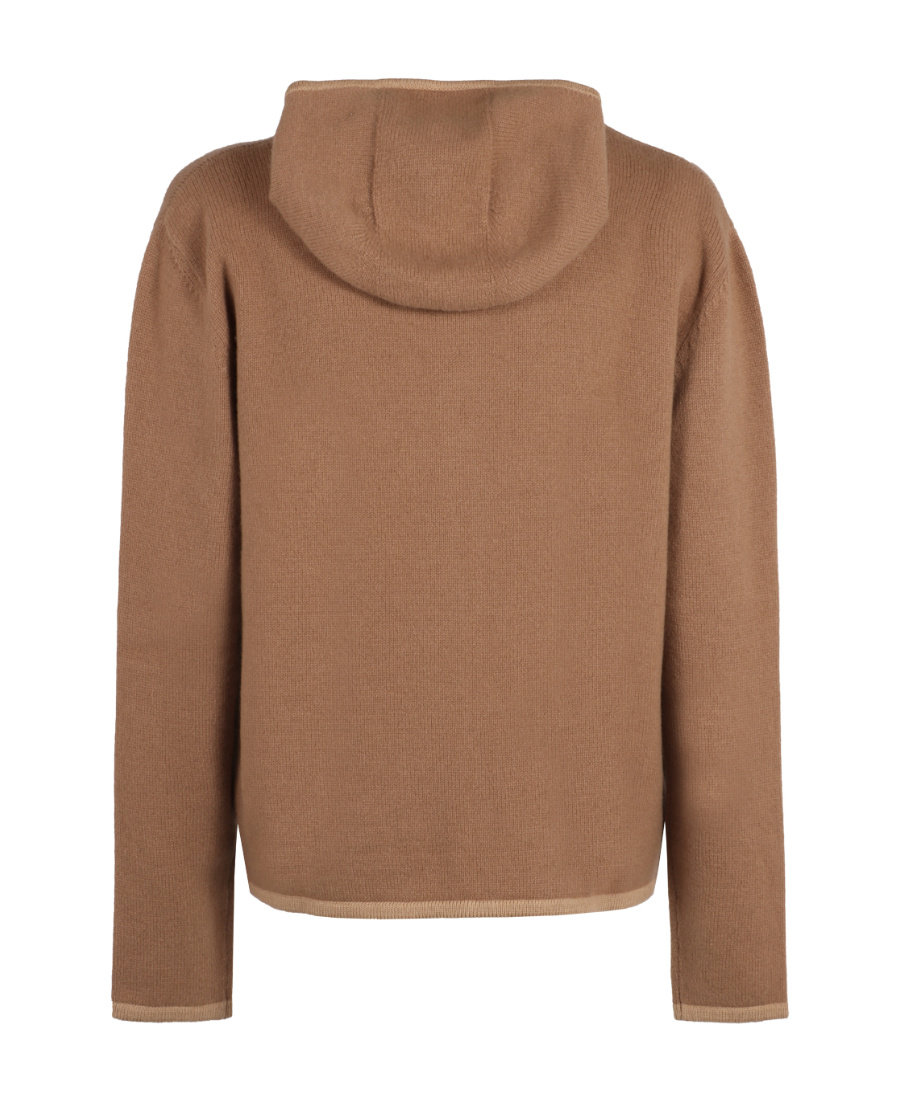 Ferragamo Hooded Zip-up Cardigan Long Sleeves In Brown