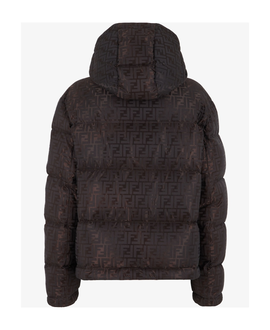 Fendi Brown Tech Fabric Down Jacket In Brown