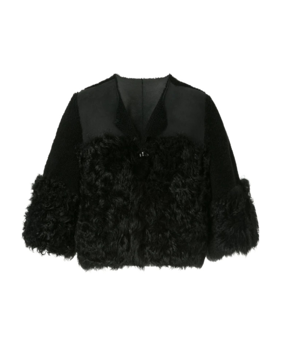 Red Valentino V-collar Clasp Fur In Black