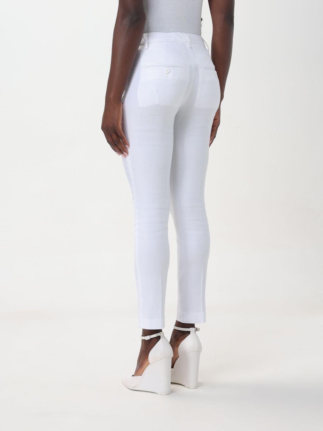 Dondup Belt Loop Casual Pants In White
