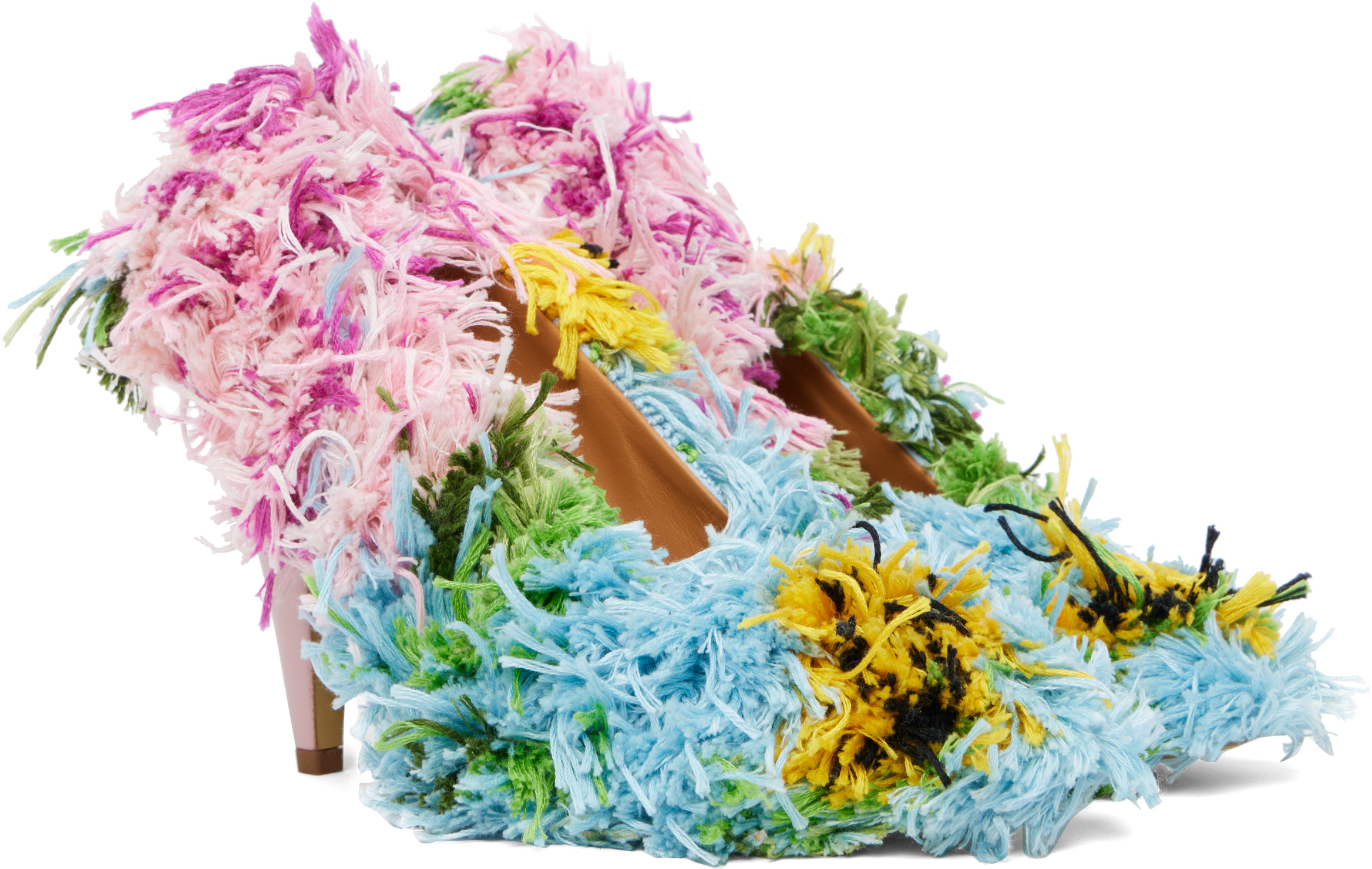Moschino Tufted High Heels In Multi