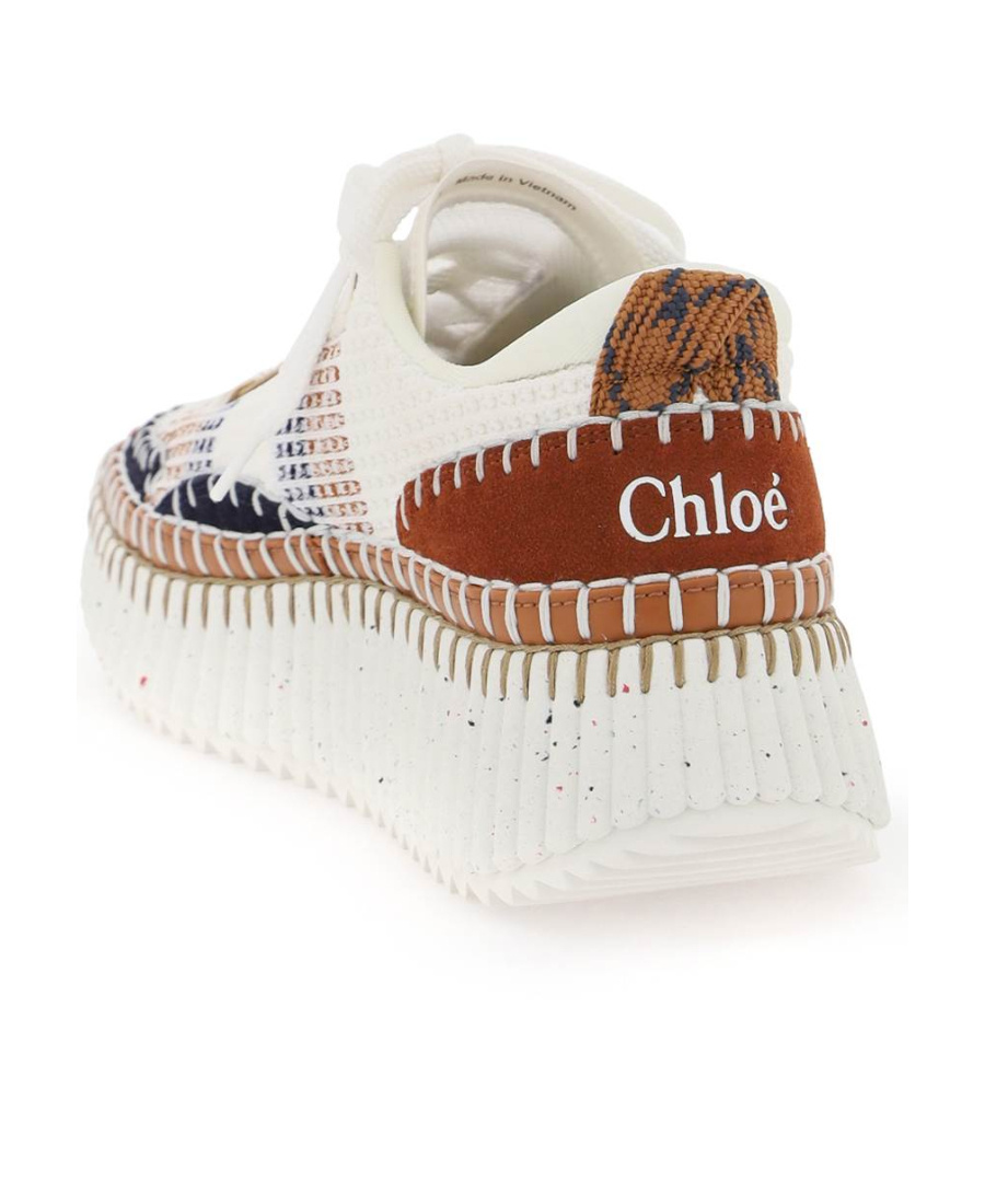 Shop Chloé Lower-impact Mesh Nama Sneakers In White